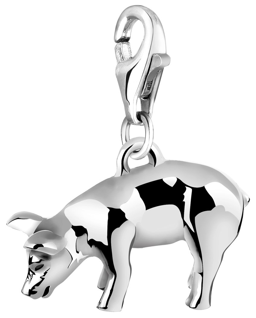 Nenalina Charm Pig Pendant, for All Brands of Charm Bracelets and Necklaces, Made of 925 Sterling Silver, 713172-000