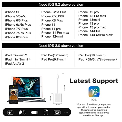 USB Camera Adapter with Charging Port, Portable USB Female OTG Adapter