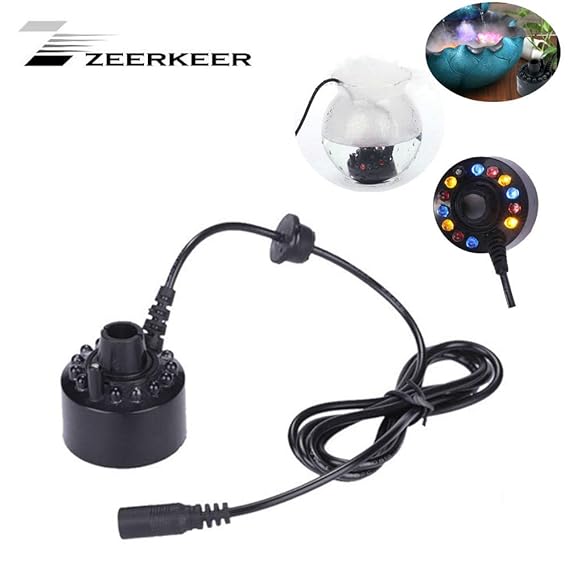 ZEERKEER 12 LED Ultraschall Nebler Hersteller LED Nebel Nebelmaschine Zerstäuber Diffuser Mist Maker Geeignet für Innen- oder