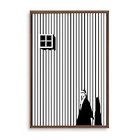 Framed Canvas Wall Art Modern Geometric Pattern Canvas Prints Home Artwork Decoration for Living Room,Bedroom - 16x24 inches