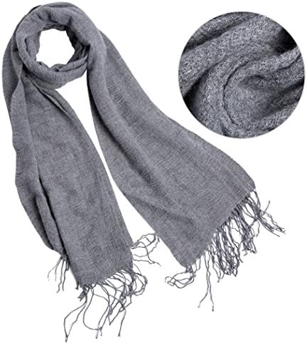 Women long Large Pashmina Soft Winter Scarf Pure Cashmere Shawl Wrap Stole Knit Scarf (light grey)