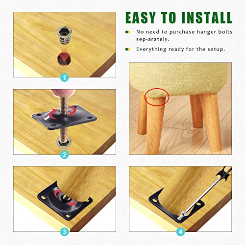 Keadic 8 Sets 2 Types Heavy Duty Leg Mounting Plates Kit, M8 Furniture