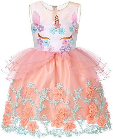 Girls Unicorn Dresses for Girl Maxi Costumes Kids Party Wedding Prom Ball Gown