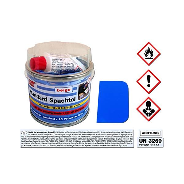 STC 2K kfz Spachtelmasse 250 g Auto Standard Spachtel beige Karosserie Polyester Füllspachtel Dose inkl. Härter… – Bild 5