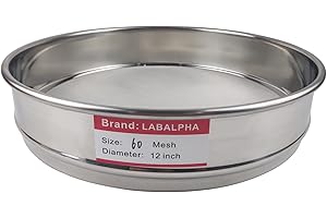 LABALPHA 60 Mesh Lab Sieves, #60 Mesh Test Sieve, 8'' Diameter, 304 Stainless Steel Wire Cloth (0.3mm)