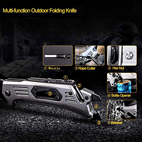 Folding Knife, Serrated Edge Pocket Knife, Multitool Outdoor Folding