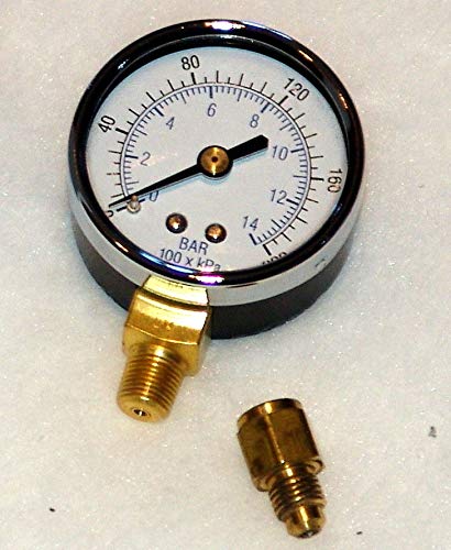 Oil Burner Pressure Test Gauge 200 psi / 1400 kPa w/Adaptor Fits NPT Pumps SAE Oil Mini-lines on Burners