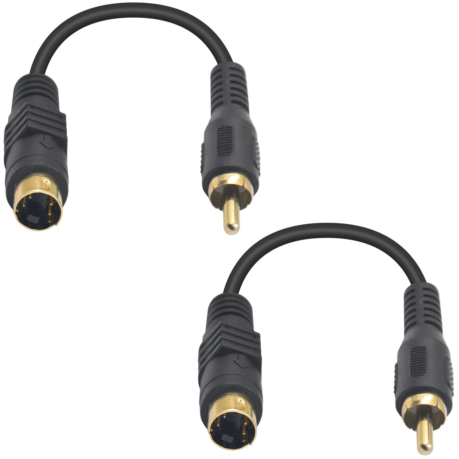 Maxhood 4pin S-Video to RCA Cable, 2Pack S Video to Composite Video Adapter Cable, Mini DIN 4 Pin S Video Male to RCA Male S-Video Cable for PC Computer Video AV Projector, 15cm/5.9inch