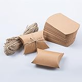Kraft Pillow Box with Rope for Candy Treat Gift Wrap Box Party Favor 50pc by MOWO
