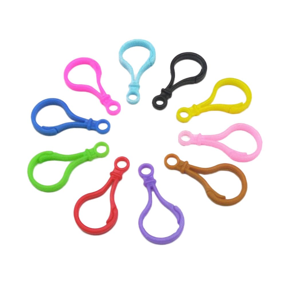 HEALLILY Candy Color Acrylic Keyring Clasps with Hanging Bulb Buckle 2X1 Inch Plastic Clasps for Backpack Pendant DIY Accessories