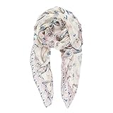 Scarf for Women Lightweight Fashion Summer Fall White Blue Paisley Scarves Shawl Wraps by Melifluos (F002-2)