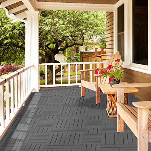 Goovilla Plastic Interlocking Deck Tiles, 9 Pack Patio Deck Tiles, 12
