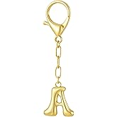 GAOKOXI Gold Bubble Initial Keychain Charm for Women Chunky Bag Purse Charms A-Z Letter Key Chains for Handbag Accessories