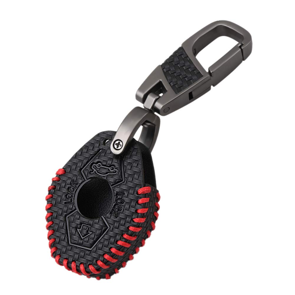 Happyit Carbon Fiber Style Leather Car Key Cover Cases keychain Compatible with bmw X3 X5 Z3 Z4 3 5 7 Series E38 E39 E46 E83 2 Buttons