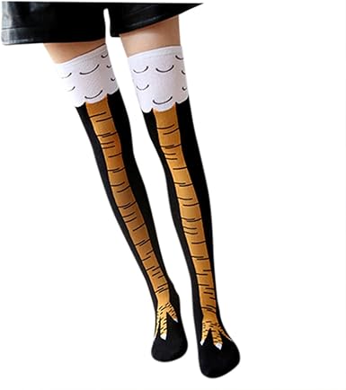 Women Stretchy High Socks Chic Chicken 