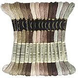 Premium Rainbow Color Embroidery Floss - Cross Stitch Threads - Friendship Bracelets Floss - Crafts Floss - 14 Skeins Per Pack Embroidery Floss, Light Mocha Brown Gradient