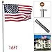 Yaheetech Spining Aluminum Flagpole,16ft Outdoor Halyard Pole, with 2 of American Flags(3'x5')