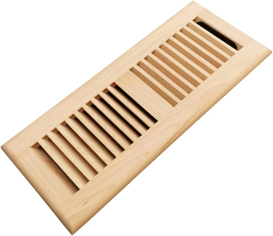 Registers, Grilles & Vents - Homewell Maple Wood Floor Register Vent Cover, Drop in Vent with Damper, 4x12 Inch, Unfinished