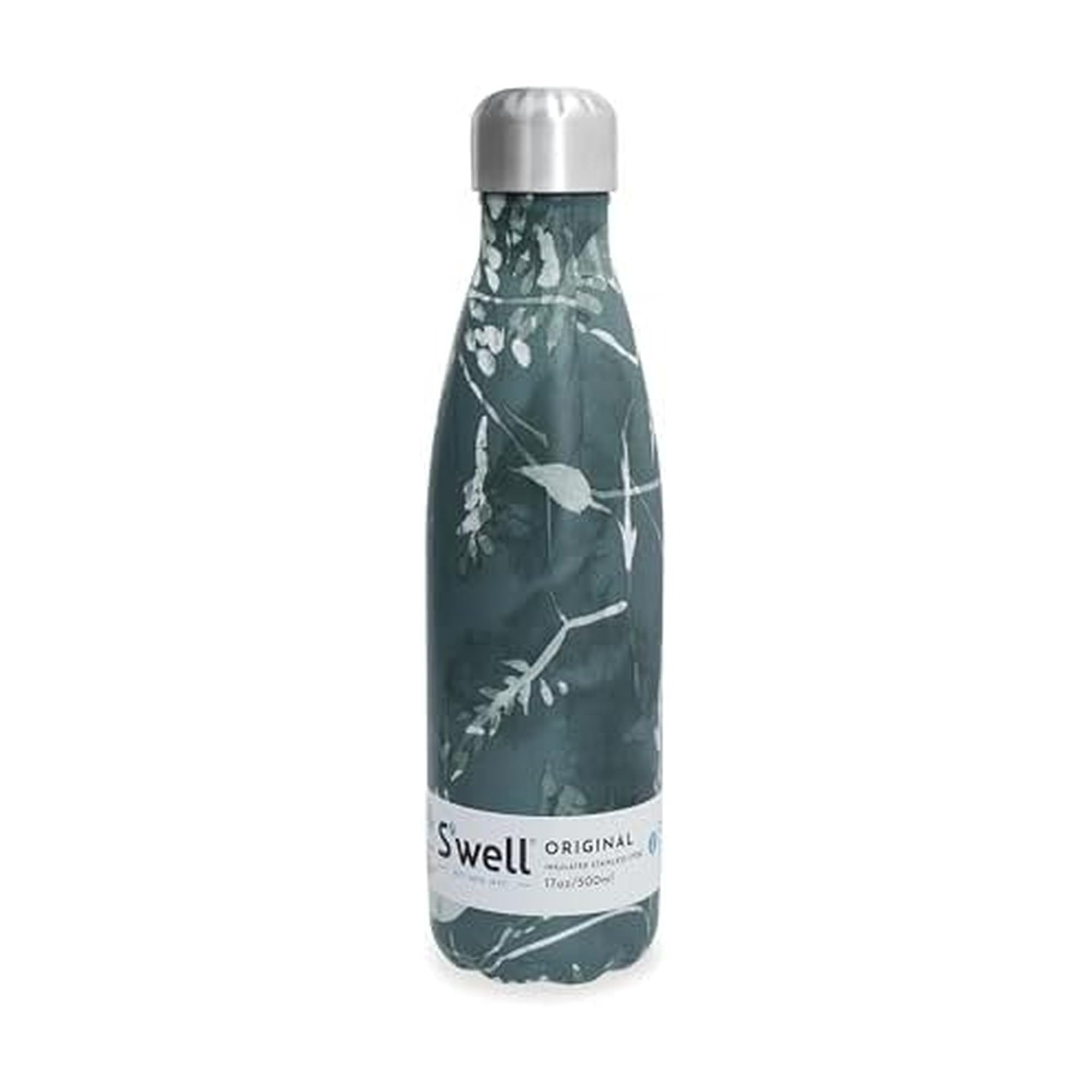 S'well Stainless Steel Water Bottle 17 Ounces Green Foliage Triple Layered Vacuum Insulated Containers Keeps Drinks Cold for 36 Hours and Hot for 18 Perfect for On The Go