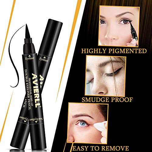 Winged Eyeliner Stamp Makeup Liquid Eye Liner Pen Cat Eye Eyeshadow Vamp Style Long Lasting Waterproof Smudge-proof Wingliner Pens 2 Packs Black - Thumbnail 7