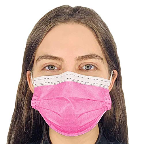 50 Pack Hot Pink 3Ply Disposable Face Masks General Use Lightweight