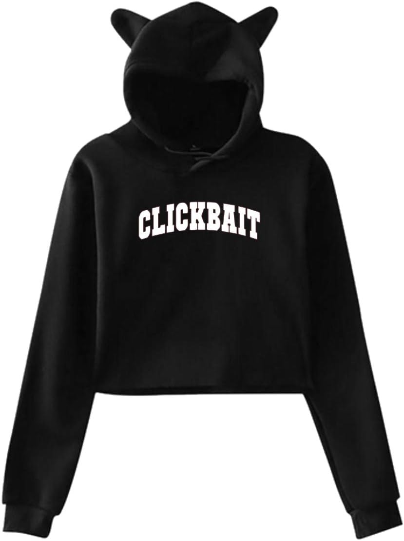 Women's Cat Ear Hoodie Sweater David DOBRIK YouTube Clickbait Hoody Black
