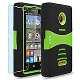 Microsoft Lumia 435 Case, INNOVAA Turbulent Armor Case W/ Free Screen Protector & Stylus Pen - Green/Black