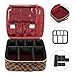 WODKEIS Makeup Case Cosmetic Bag Professional Train Case Large Makeup Box Make Up Storage Organizer with Removable Dividers & Brush Section for Women Girls Travel, PU Leather, Hard Shell, Brown