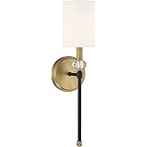 Savoy House 9-1888-1-143 Tivoli Traditional White Fabric Wall Sconce with Clear Crystal Accents, 1-Light 60 Watt, 19" H x 5" 