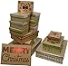 Christmas Boxes, 14 Count Nested, with foil hot Stamp Holiday Designs, Strong and Thick Decorative for Gifts or Storage, Durable and Reusable, Includes Two Nested Sets in All Sizes fits in one Box