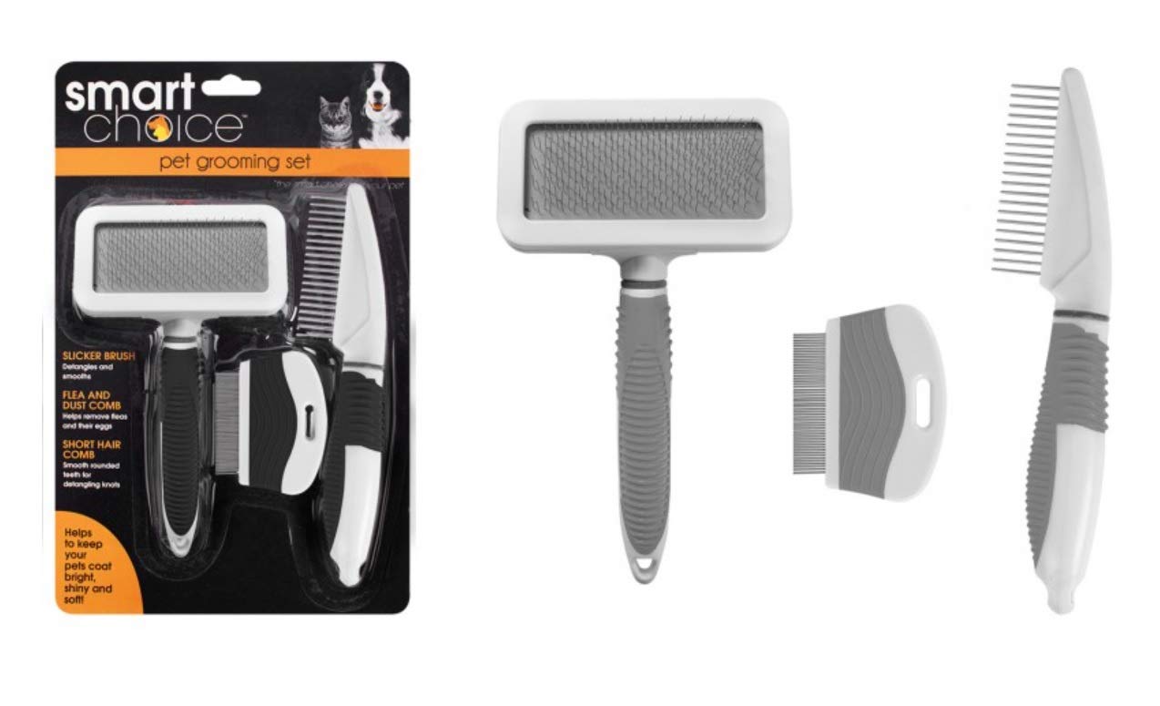 Smart Choice Pet Grooming 3-Piece Set, Black/White & Grey/White, 0.25 kg