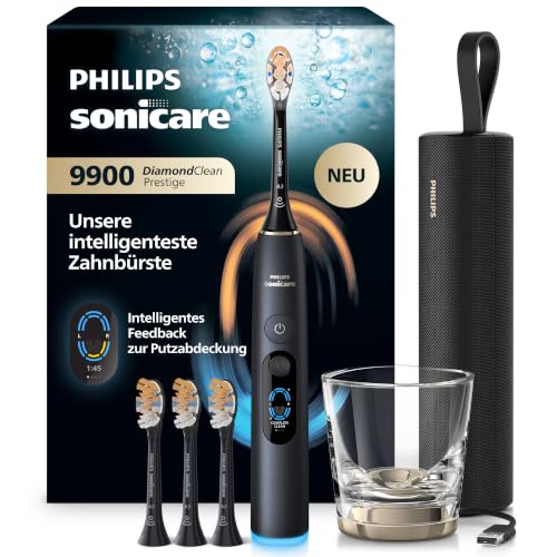 Philips Sonicare Next-Generation DiamondClean 9900 Prestige elektrische Zahnbürste - intelligentes Feedback zur Putzabdeckung, intelligente Andruckkon