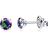 VGACETI Titanium Earrings, Hypoallergenic for Sensitive Ears Brilliant Cut Simulated Diamond 5mm Cubic Zirconia Stud Earrings for Women Men