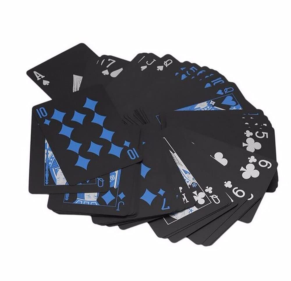 Playing Cards Cool Black,54 Sheet Professional Deck of Cards Waterproof Plastic Standard Playing Cards Magic Poker Cards for Family Party BBQ Gatherings