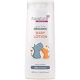 Aquatural Organic Baby Lotion for Newborn, Natural Face &amp; Body Cream Moisturizer, Toddler, Delicate, Dry Skin - Gentle Kids Lotion Sensitive Skin, 10.14fl oz