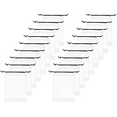 HARFINGTON 18pcs Umbrella Bags 7.1"x5.1" Wet Umbrella Sleeve Cover Reusable Folding Umbrella Storage Bag with Drawstring for Folding Travel Umbrellas, White