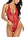 Avidlove Teddy Lingerie for Women One Piece Babydoll Lace Bodysuit Romper Dark Red M