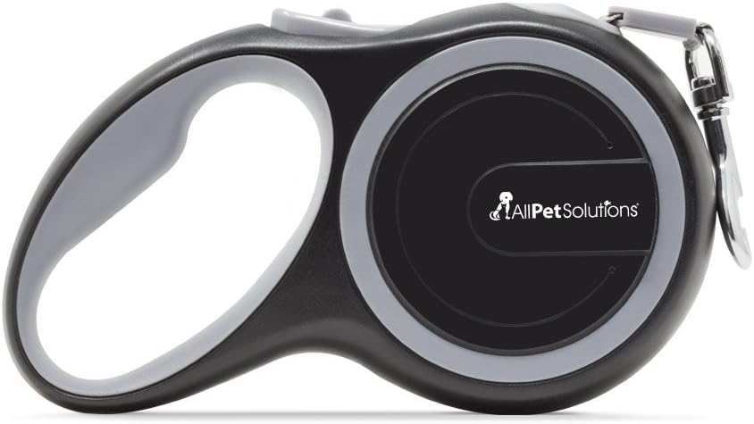 All Pet Solutions Retractable Dog Lead Extending Leash, Size 5M - 25 kg, Medium, Grey