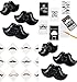 60 Pc Mustache Party Favors Set of (12) Moustache Notepads, (12) Mustache Whistles, (36) Mustache Finger Stache Tattoos