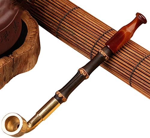 BCXBCX Tobacco Bag Pot - Long Pole Pipe - Dry Tobacco Bag - Vintage Bamboo Pipe - Filter Smoke Pot - Handmade Bamboo Tobacco Rod - Smoking,A,pipe