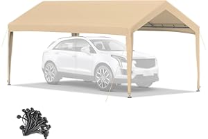 RoamRider 10'x20' Carport Replacement Canopy Cover, Carport Cover, UV Resistant Waterproof Carport Canopy w/Ball Bungees for Party, Garden, Boat, Frame is not Included, Yellow (Yellow)