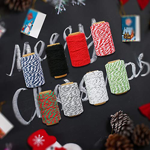 Maosifang 9 Rolls Christmas Twine Cotton 2 mm String Rope Cord for Gift Wrapping Arts Crafts Party Decorations Gardening Applications,9 Colors