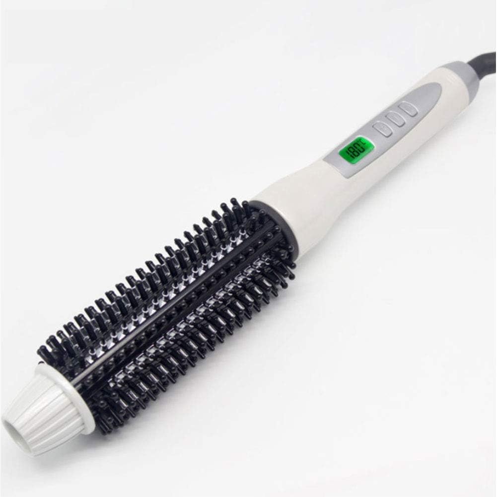 Hot Iron Hair Styling Brush, Ceramic Tourmaline Ionic Hair Curling Wand Volumizing Anti-Scald Bristles for All Hair Types,32mm