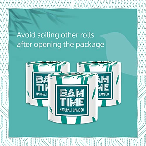 BAMTIME Bamboo Toilet Paper 12 Rolls of TreeFree EcoFriendly Toilet