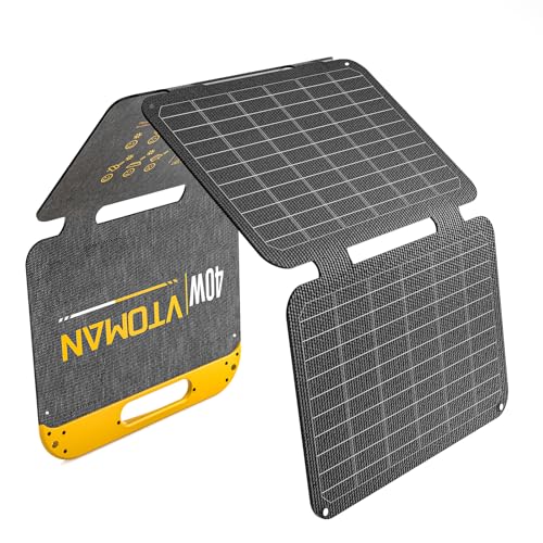 VTOMAN VS40 Portable Solar Panel 40W 13.9V, 25% High Efficiency Foldable | Solar Panel /IP67 Waterproof,Type-C USB-A Connectors,PD30W ,Light Weight for Phone,Power banks,Flashlights