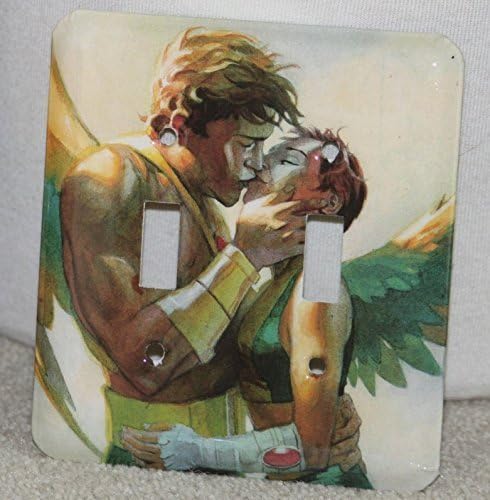 Hawkman and Hawk Girl Comic Book Double Switch Plate Light Cover Wallplate Kissing Love