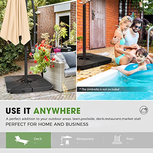 FRUITEAM Patio Offset Umbrella Base Stand, 180 LBS Sand Filled Outdoor