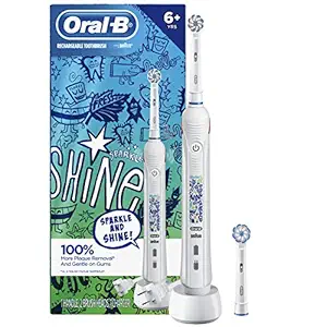 Oral-B Kids Electric Toothbrush with Coaching Pressure Sensor and Timer, New! Sparkle & Shine