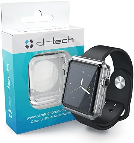 Apple Watch Case, Slim Minimalist Design by Slimtech [PROTECTIVE] Premium TPU design [Exact fit] [Lightweight] elegant, scratch resistant, shock resistant, Lifetime Warranty, 42mm [TRANSPARENT]