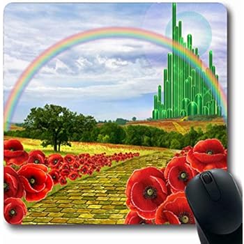 Ahawoso Tapestry Wall Hanging 80x60 City Yellow Brick Road Leading Oz Emerald Field Flowers Poppies Follow Design Home Decor Tapestries Decorative Bedroom Living Room Dorm